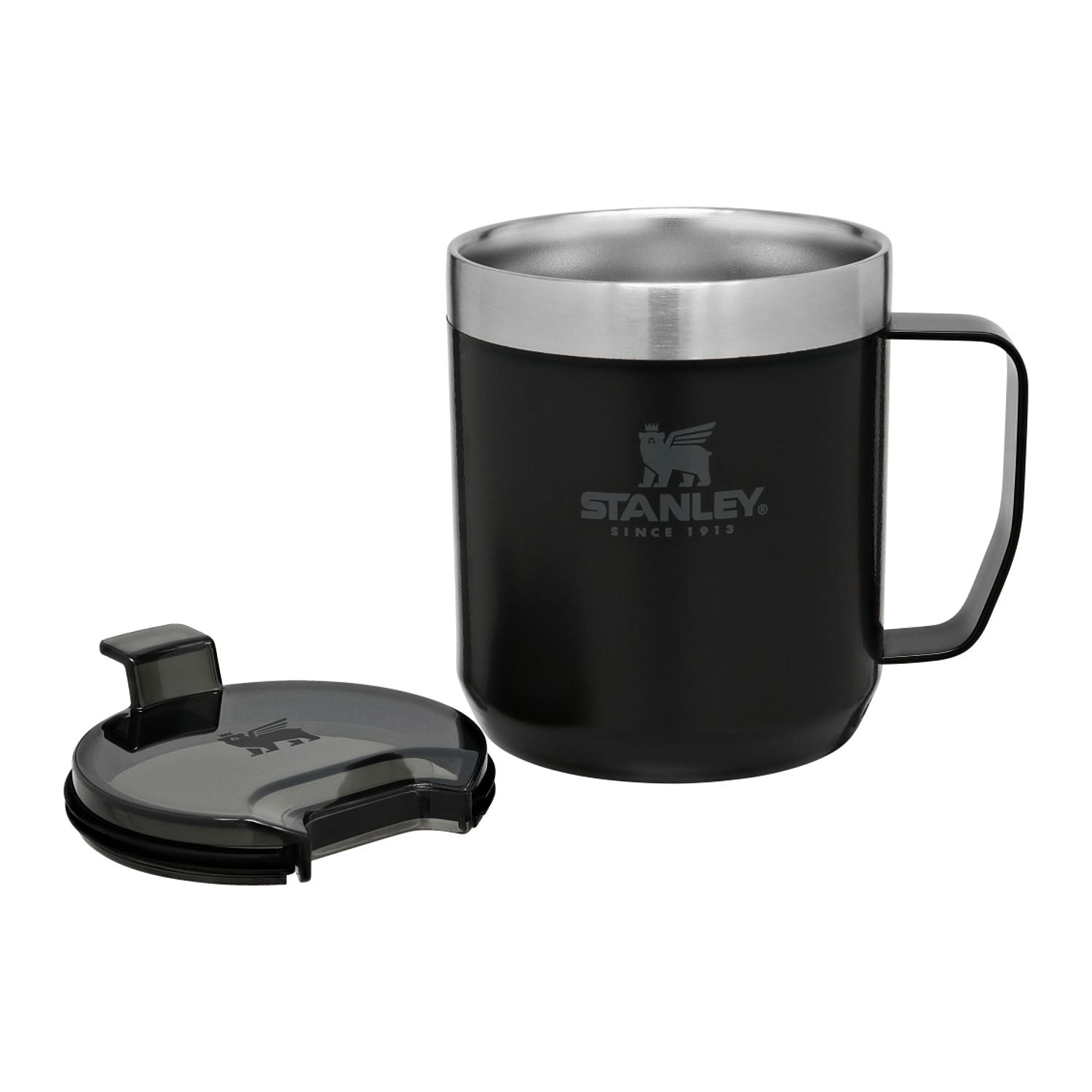 STANLEY THE LEGENDARY CAMP MUG 12 OZ. NEW WITH ORIGINAL TAGS IN BLACK  WARRANTY